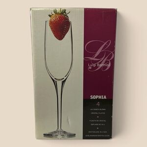 Luigi Bormioli Sophia Champagne Flutes Set of 4 Blown Crystal Vintage In Box
